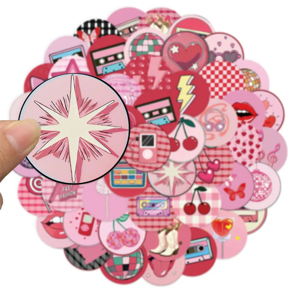 50PCS Instagram Highlight Cover Graffiti Circular Sticker Manual Clip Thin Water Cup Computer Skateboard Decoration Stickers