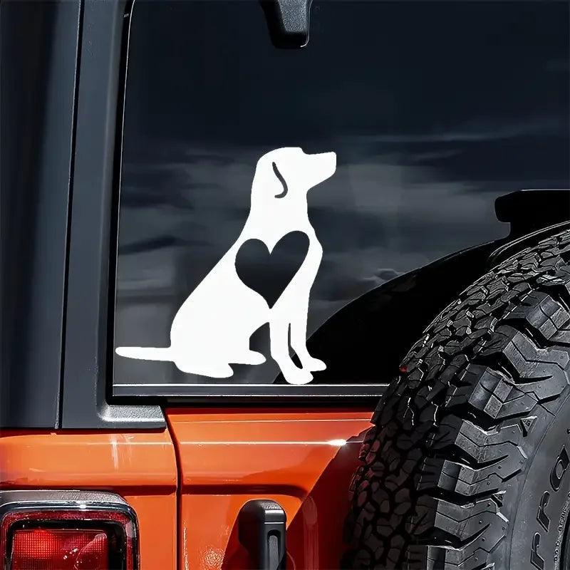 Lab With Heart Sticker Dog Lover Labrador Retriever Decal, 5 Inch White Reflective Vinyl Decal For Cars, Trucks, Laptops, Water