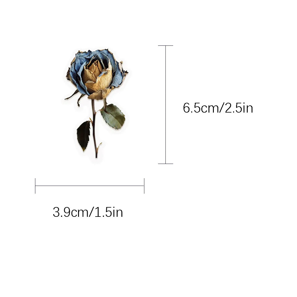 10/30/50 PcsTransparent PET Dried Rose Stickers Handbooks Luggage Decoration Stickers Phone DIY Decoration Stationary Notebook