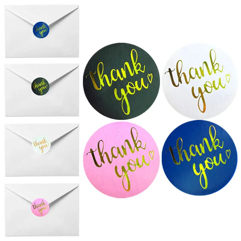 500pcs Thank You Stickers 1" Thank You for Small Business Adhesive Sticker Label for Business,Birthdays,Weddings,Giveaways,Party