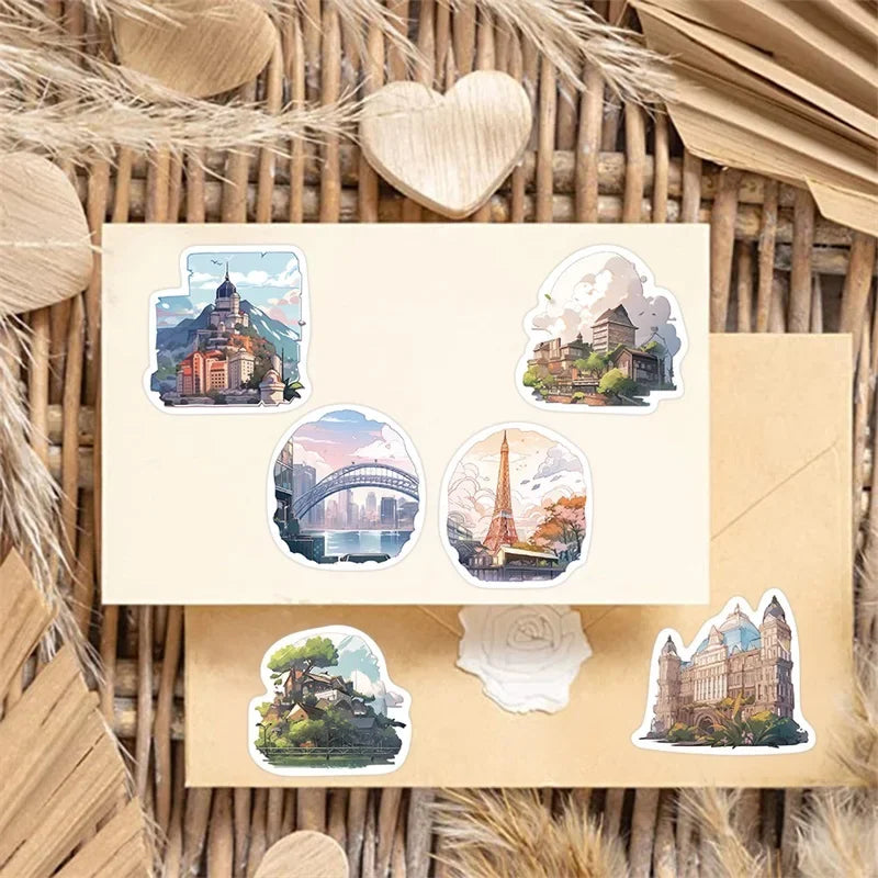 10/30/50PCS Cartoon Scenery PVC Sticker Aesthetic Korean Children's Decoration Scrapbooking Stationery School Supplies for Kid