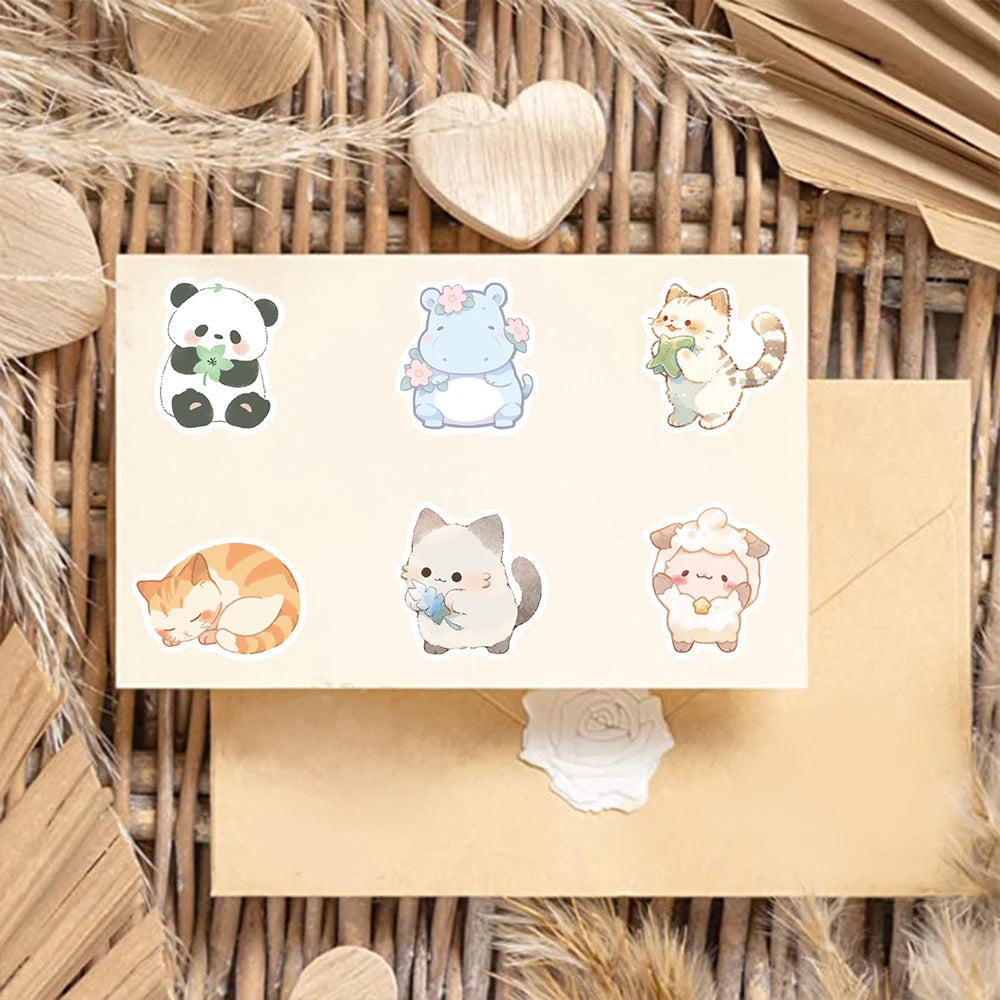 50PCS Q version Animals Stickers Cartoon PVC Fashion Waterproof Skateboard Phone Laptop Waterproof Graffiti Luggage Car Decals