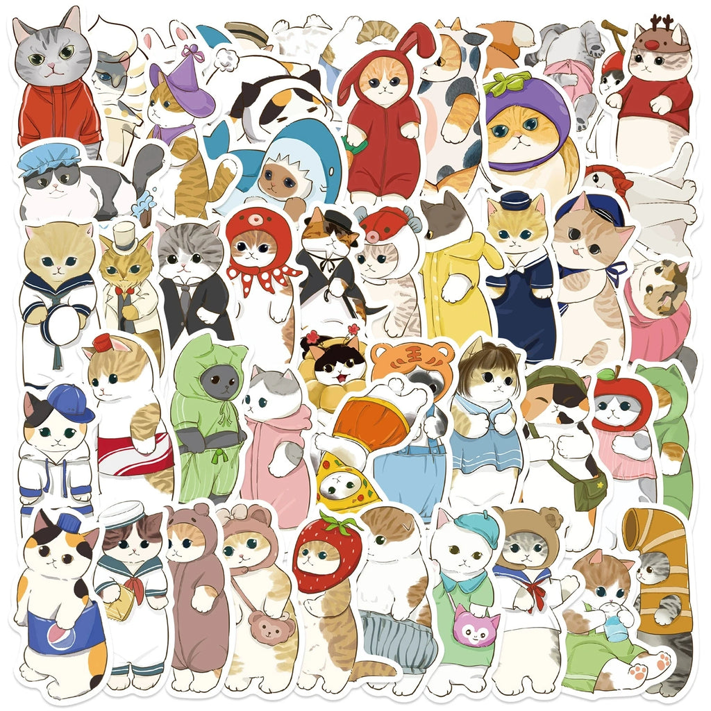 50/100PCS Cartoon Cute Headsets with Cat Graffiti Stickers Decorative Guitar Notebook Luggage DIY Stationery Stickers