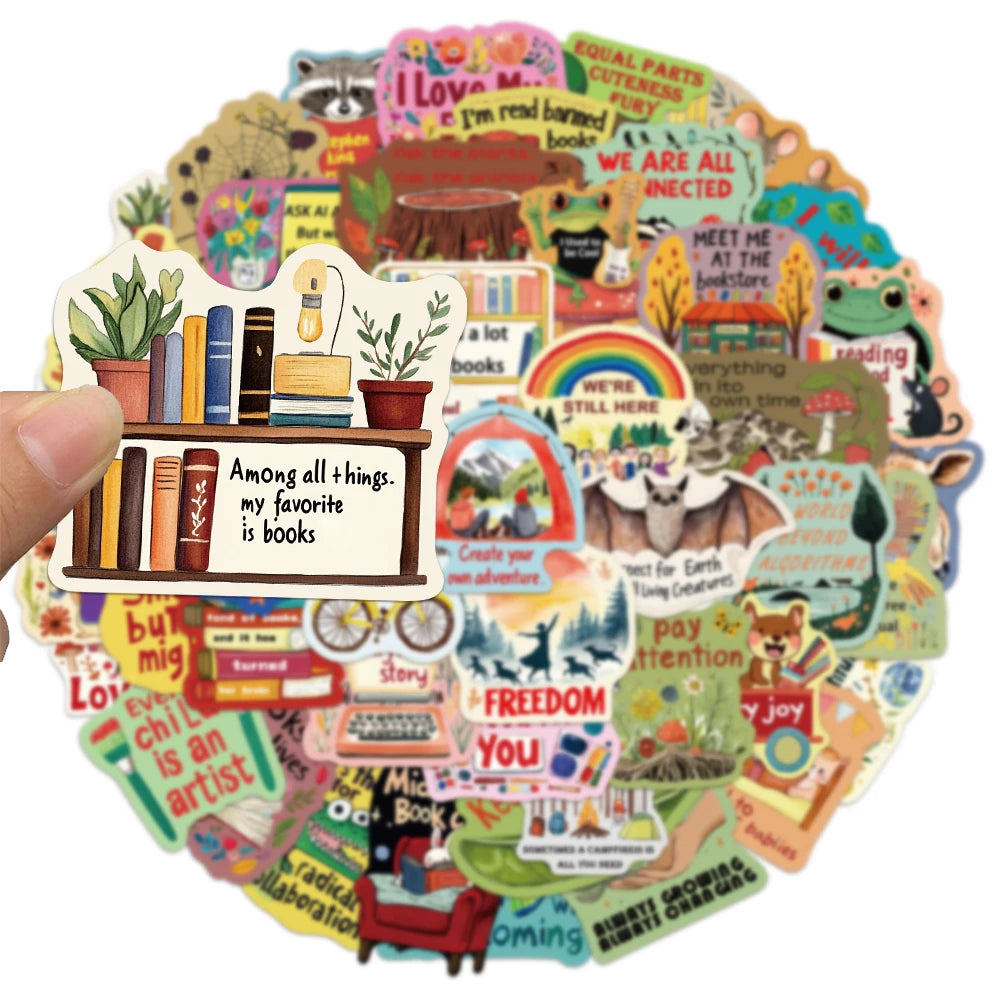 50PCS Inspirational Language Power Cartoon Stickers DIY Scrapbook Phone Case Laptop Tablet Decorative Stickers