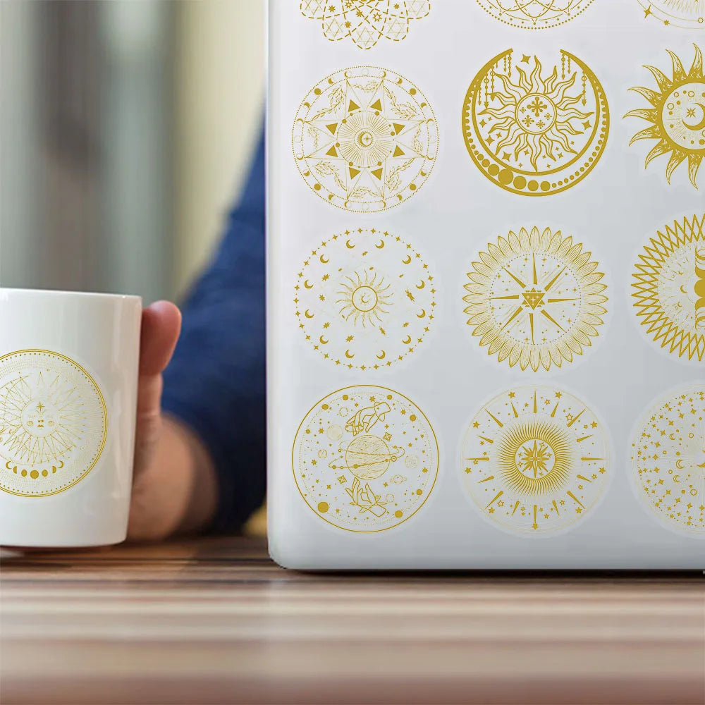 50PCS Magic Moon&Sun Decorative Stickers, Computer Scrapbook, Refrigerator, Phone Case, Toy, Hot Stamping Stickers
