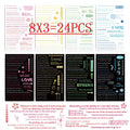 8/16/24PCS Cartoon Text Graffiti Stickers Decorative Guitar Notebook Luggage DIY Waterproof Stationery Stickers