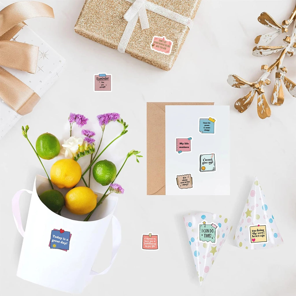 500pcs Self Affirmation Motivational Stickers For DIY Diary Scrapbooking Decoration,Envelopes Seals，2.5*2.5CM