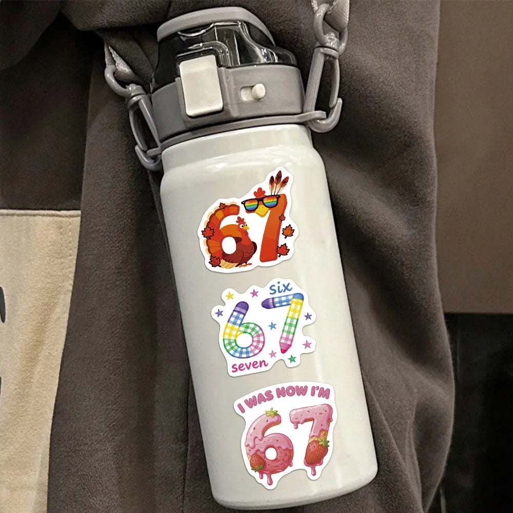 50PCS Six Seven 6-7 American Internet Celebrity Digital Theme Series DIY Luggage, Phone Cases, Notebook Envelopes, Label Sticker