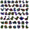 50-Pack Q-Style Neon Dinosaur Graffiti Stickers Waterproof Decorative Decals for Phone Tablet Notebook Student Stationery