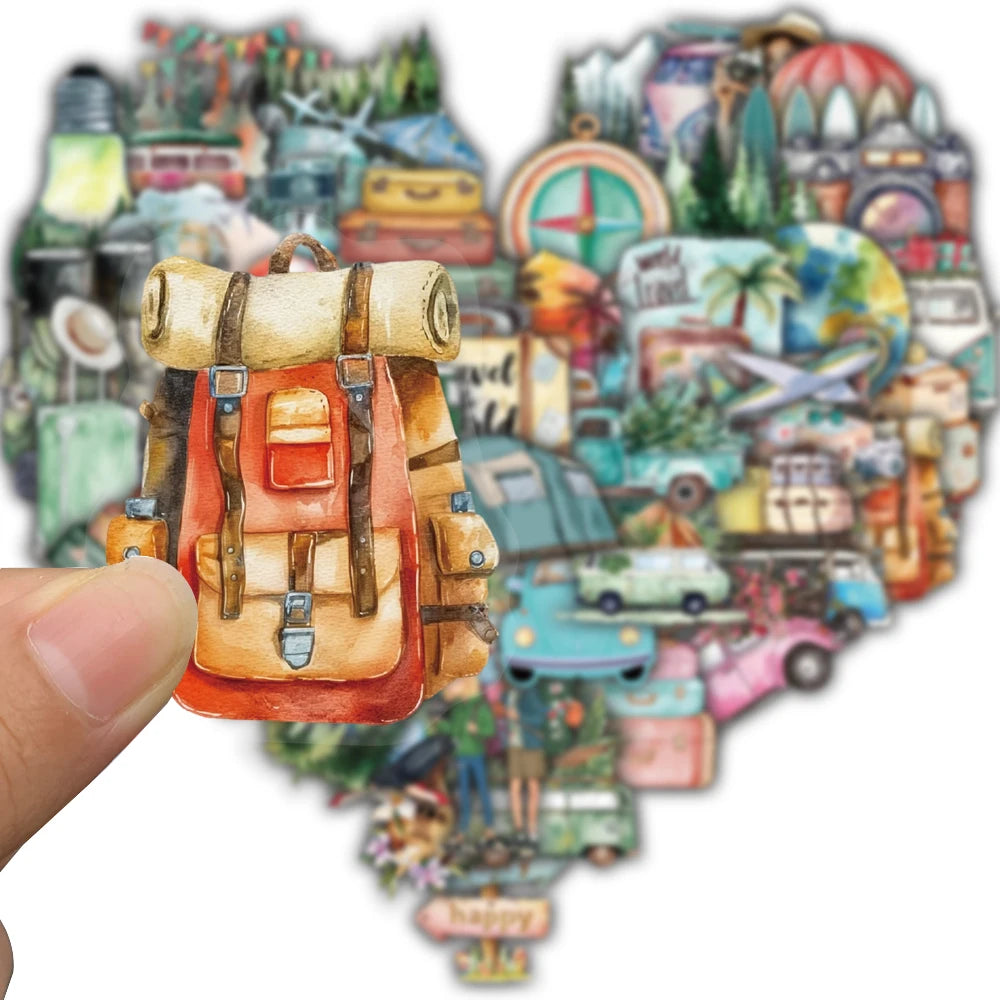 50PCS Minimalist Outdoor Travel Stickers Notebook Suitcase Phone Cartoon Coffee Laptop Luggage Bike Cool Waterproof Decal