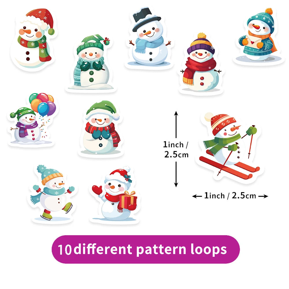 500PCS Christmas Snowman Stickers Small Pattern Decoration DIY Bags, Tablets, Skateboards, Motorcycles, Water Cups, Toy Stickers