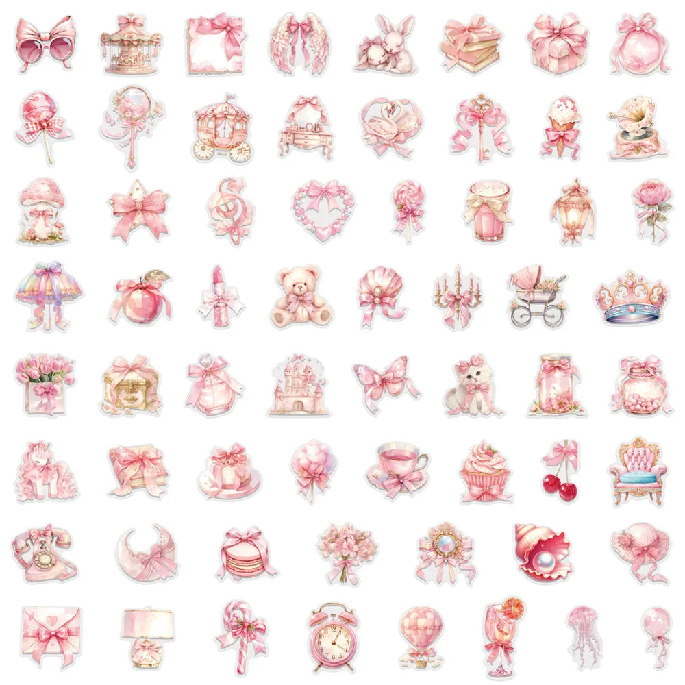 62/124 PCS Transparent Pink Personalized Graffiti Stickers for Luggage Water Cups Scooter Stationery Notebook DIY Stickers