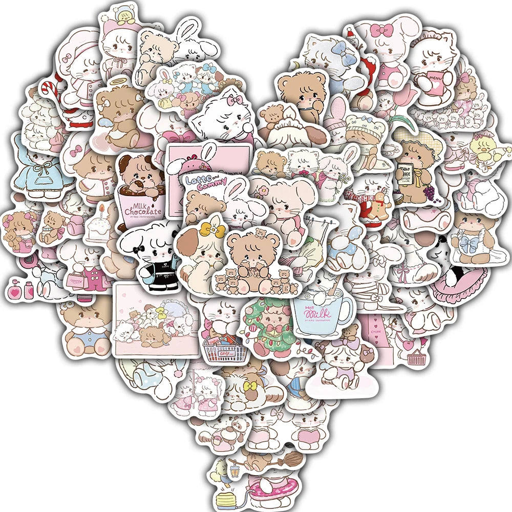 60/120PCS Kawaii Cat Sticker Aesthetic Laptop Luggage Scrapbooking Phone Case Lovely Decorative Gifts Stickers