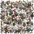 50PCS Cartoon Punk Animals PET Sticky Sticker Aesthetic Tear Open Decoration Scrapbooking Stationery Supplies for Kids