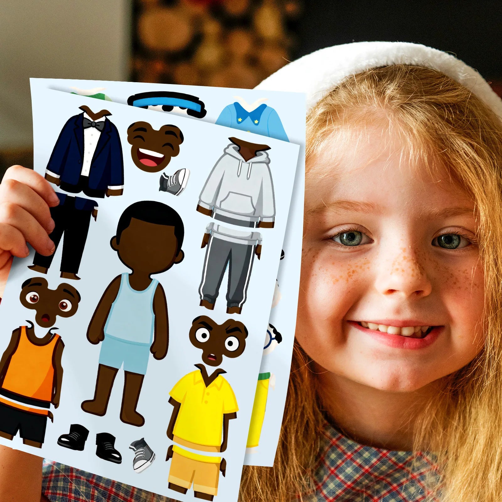 6/12/18Pcs Cartoon Character DIY Dress-Up Puzzle Stickers, Fun Decals for Stationery Laptop Fridge Suitcase Decor