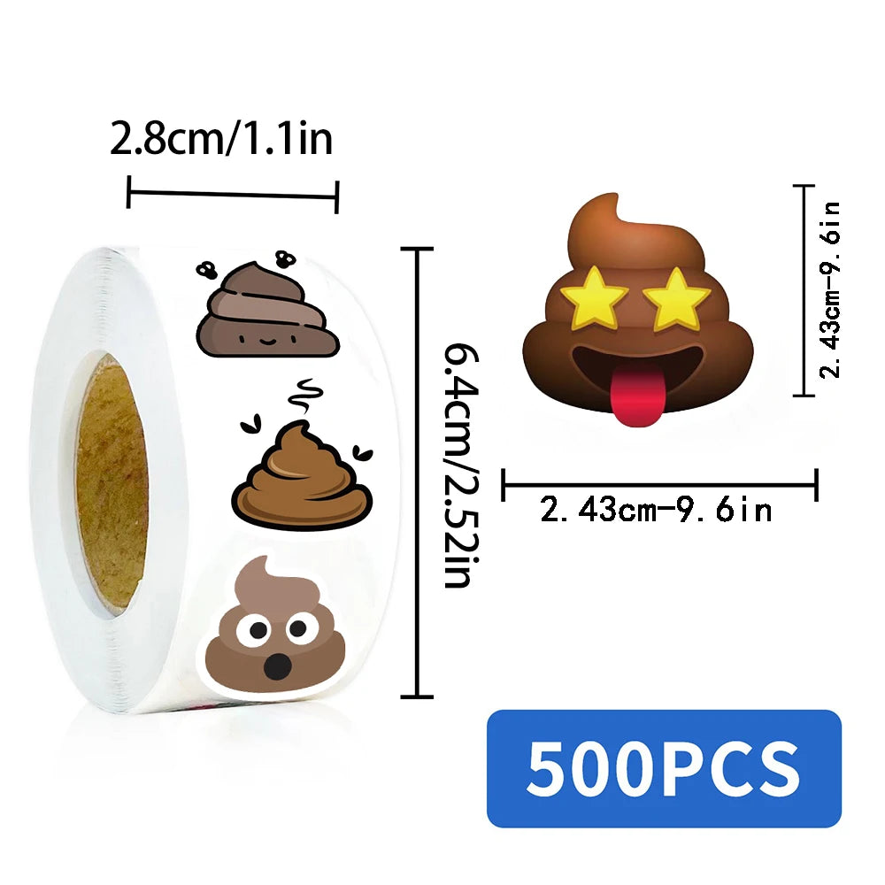 500PCS Cute Fun Poop Roll Stickers Phone Aesthetics Graffiti Wall Laptop Luggage DIY Graffiti Graffiti Waterproof Wall Sticker ﻿