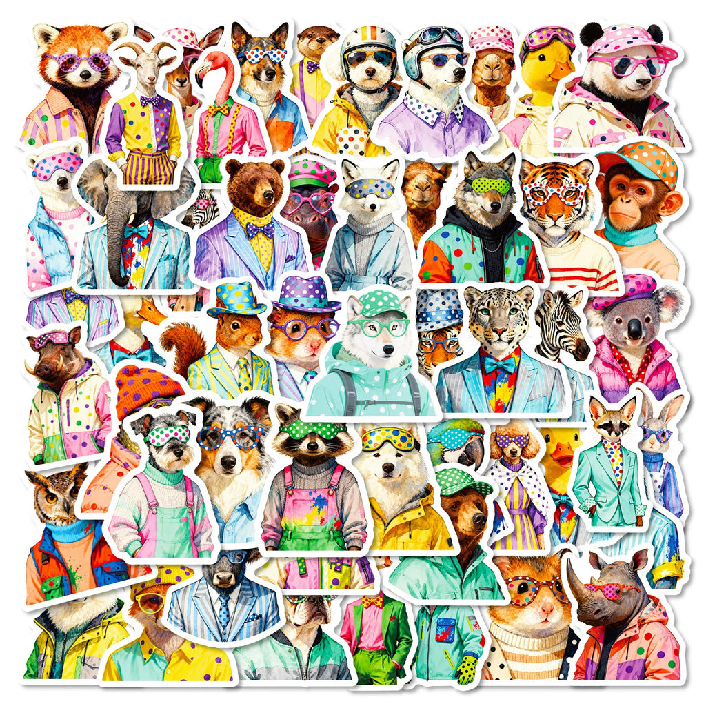 56/112 Pcs Trendy Animal in Doodles Stickers for Stationery Box Phone Laptop Skateboard Helmet Waterproof Stikers