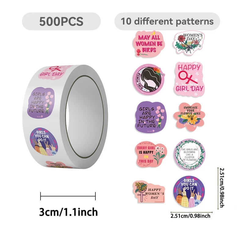 500PCS Kawaii Girl's Day Sticky Paper Sticker Labels Thank You Sticker Sealing DIY Decoration Scrapbooking Stationery Supplies