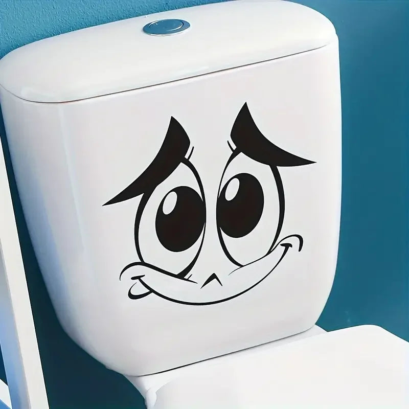 Funny Expression Art Toilet Decal - Removable Waterproof Vinyl Sticker for Bathroom, Perfect for Lid & Tank Decor, Home Decorati