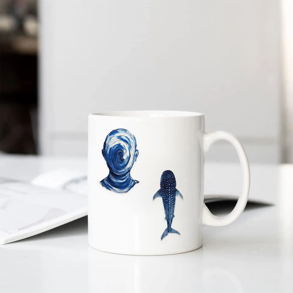 50PCS Blue Space Graffiti Stickers Transparent Waterproof Handbag Material Phone Case Notebook Water Cup Decorative Stickers