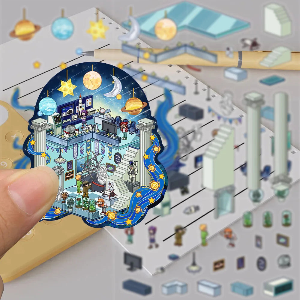 Astronomy Museum 3D Landscaping Stickers Decorative Stacking and Pasting Hand Account Laptop Luggage Creative Gifts Collage
