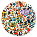 56/112Pcs Artistic Colorful Japanese Cat Doodle Stickers DIY for Scrapbook Notebook Stationery Box Pen Holder Phone Desk Bicycle