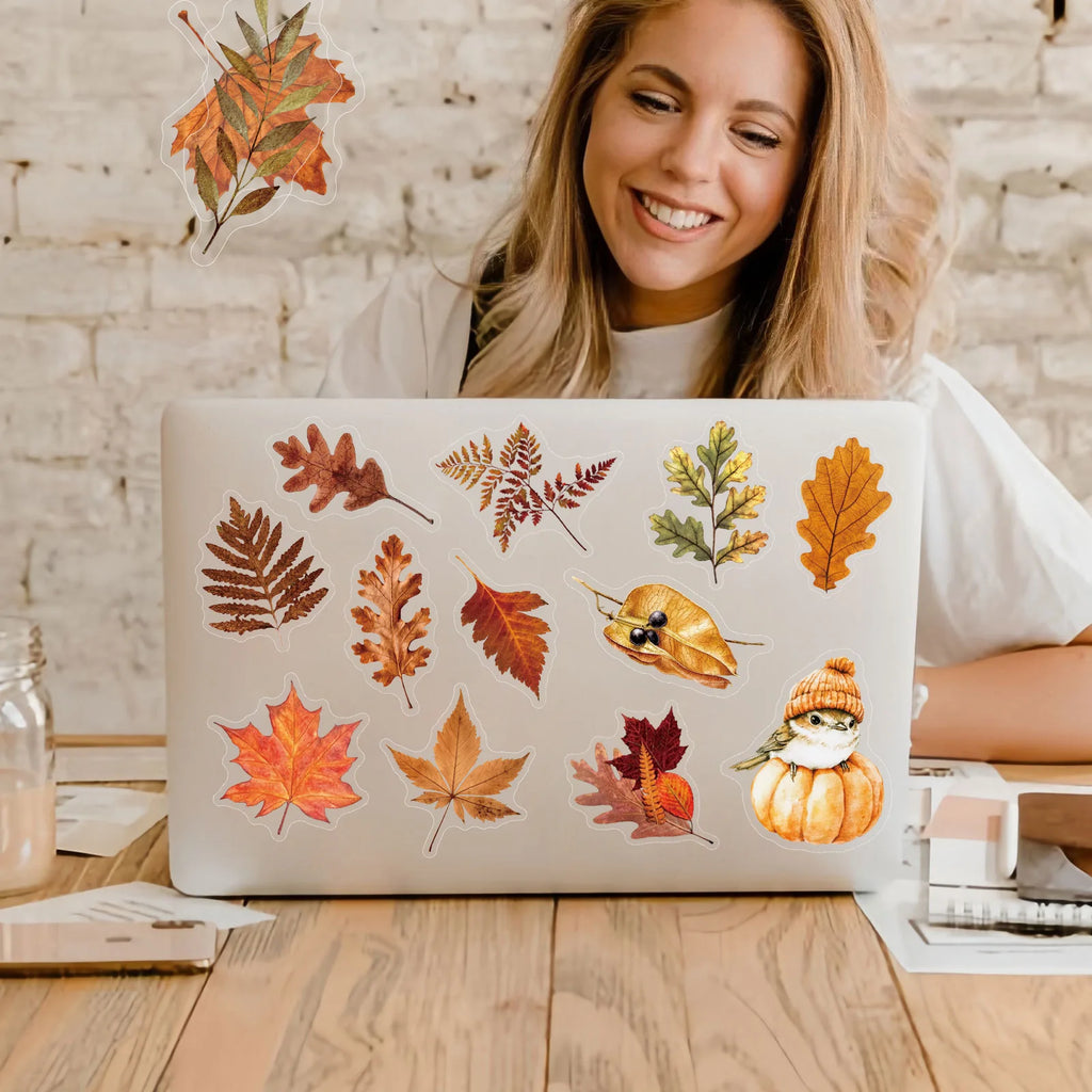 50/100Pcs Autumn Forest Animal & Plant Transparent Sticker School Stationery Decals Notebook Luggage Phone Fridge Stickers