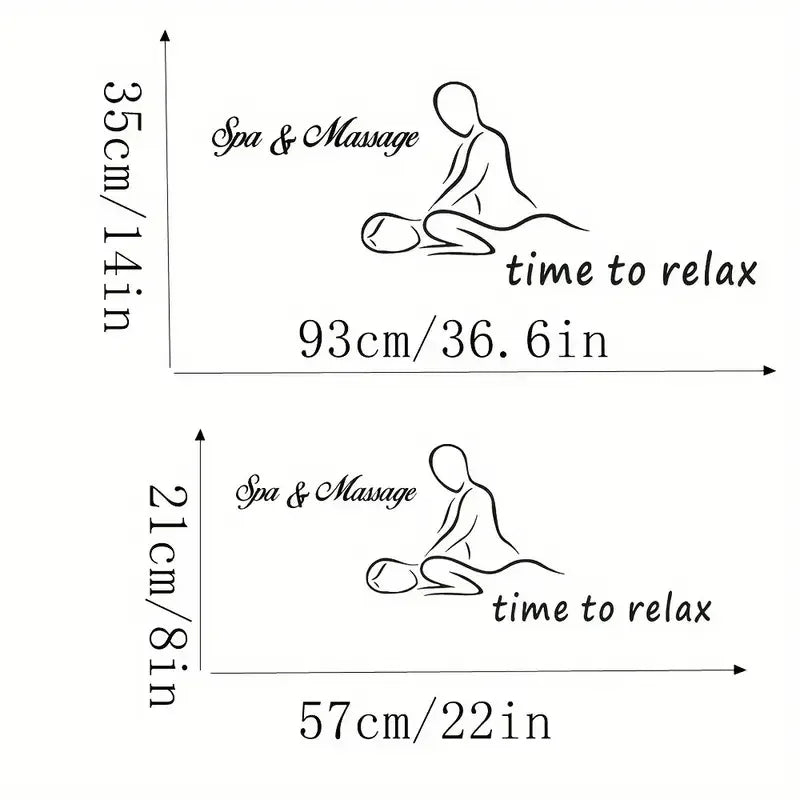 Time to Relax Spa & Massage Wall Decals - Removable Vinyl Stickers with Elegant Lettering for Massage Room, Sauna, or Spa Decor