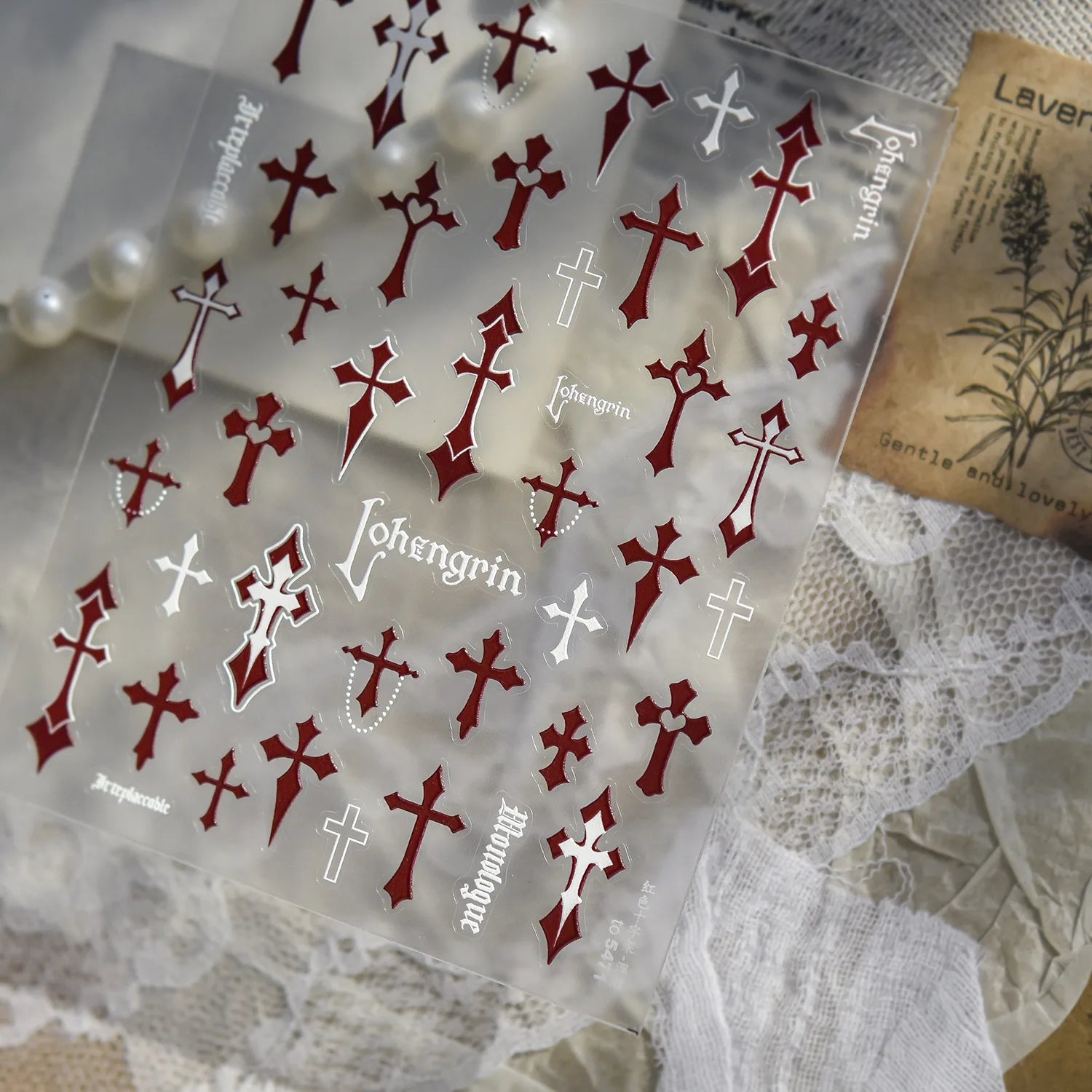 Red Cross Nail Decorations Stickers 5D Embossed Nail Art Stickers Choic Cross With Love Adhesive Manicure Accessories Decals DIY