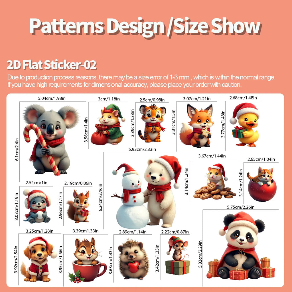 30Pcs/Set Irregular Christmas Lovable Animal Waterproof Stickers Reusable/No Residue DlY Craft Decor Festival Scrapbooking Label
