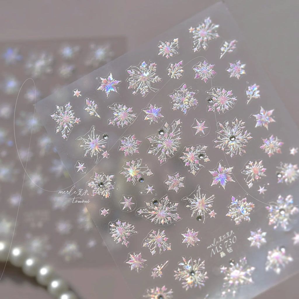 5D Laser Christmas Nail Stickers Crystal Diamond Nail Stickers Retro Gilded Snowflakes Self Adhesive Nail Art Decoration Sticker