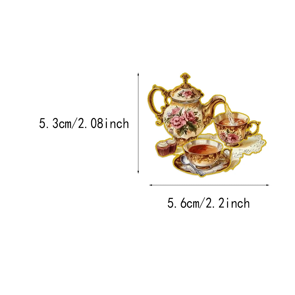 50PCS Retro European Court Style Red Gold Decorative Stickers Computer Scrapbook Refrigerator Phone Case Decorative Stickers