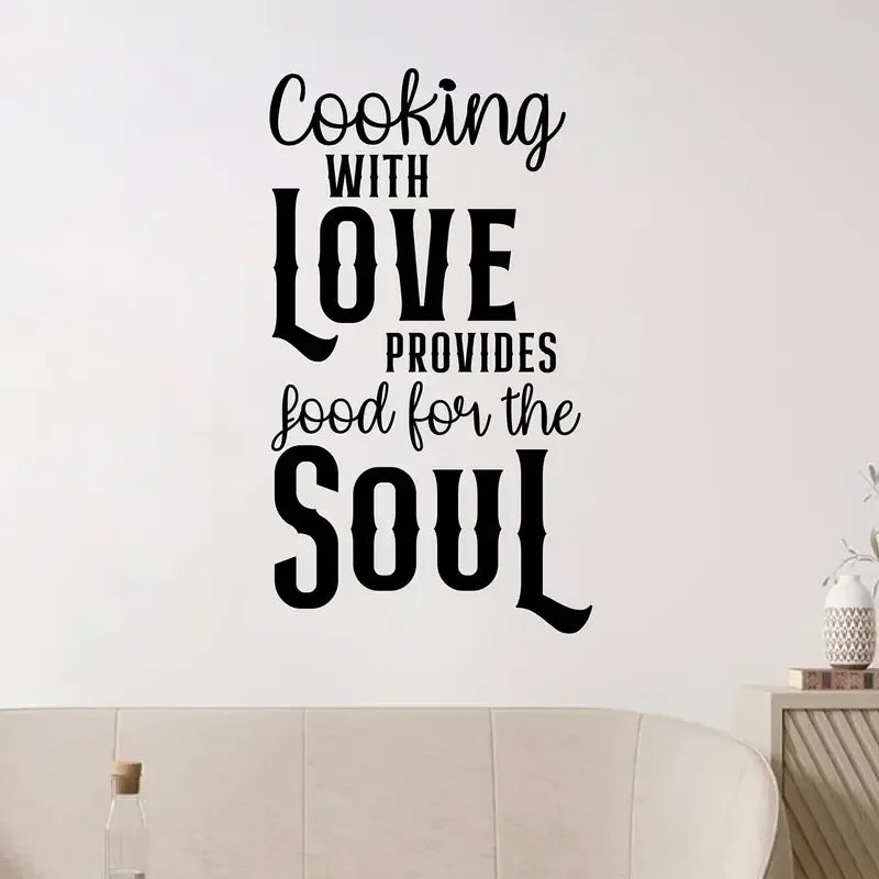 Contemporary "Cooking with Love" Vinyl Wall Decal - Matte Finish, Self-Adhesive Kitchen Art Sticker, Easy to Apply & Remove, Per