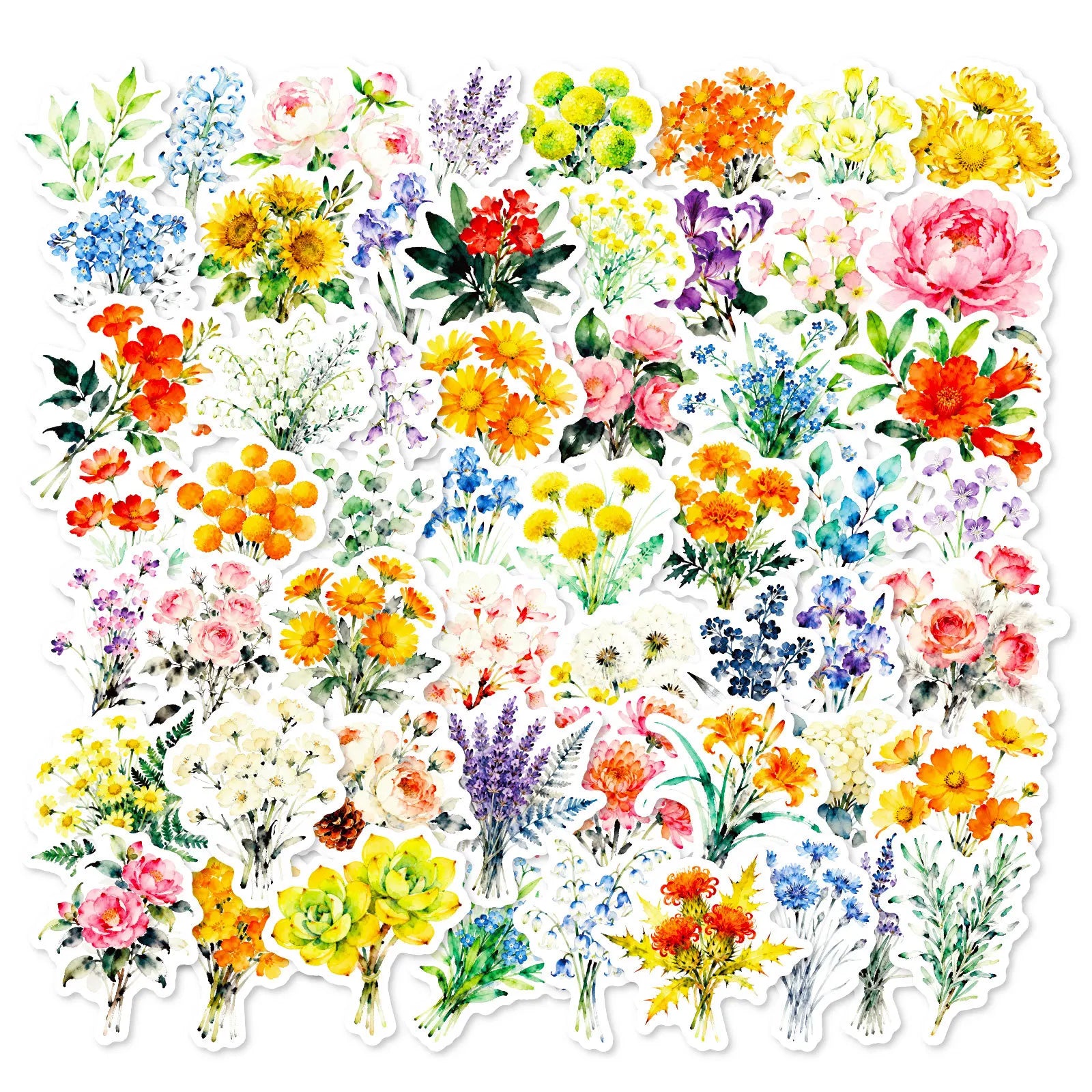56PCS Fresh Plant Flower Stickers, Phone Cup Suitcase Diary Notebook Kids Stationery Decorative Art Decals Sticker