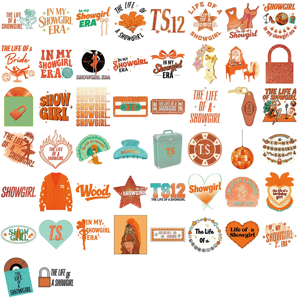 50Pcs Pack Performing Girl Doodle Stickers, Phone Case Stationery Notebook Guitar Fridge Luggage Waterproof DIY Decals