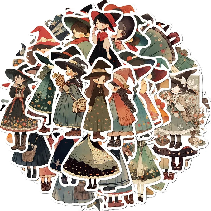 10/30/50PCS Cartoon Q Witch PVC Sticker Aesthetic Children's Korean Decoration Scrapbooking Stationery School Supplies for Kids