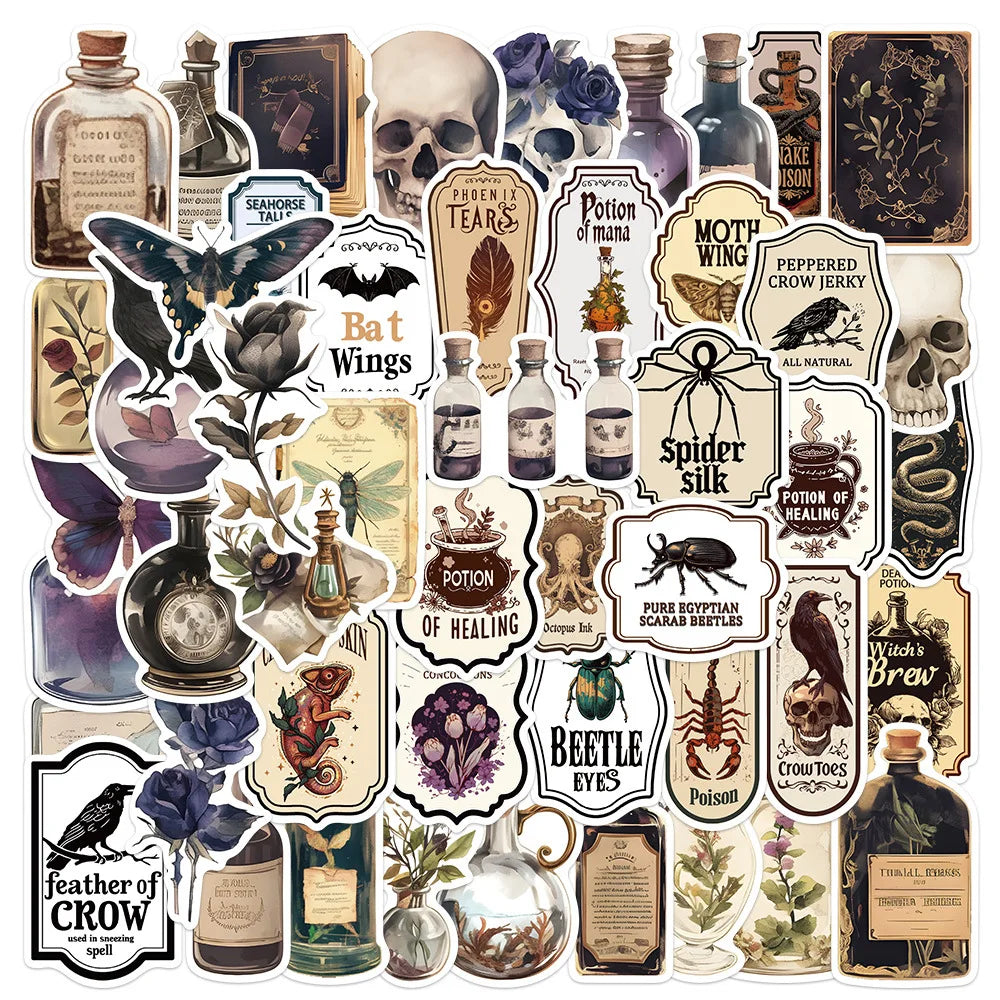 50-100pcs Dark Aesthetic Diary Stickers Graffiti Horrible Decals For Phone Laptop Skateboard Suitcase Guitar Waterproof Sticker