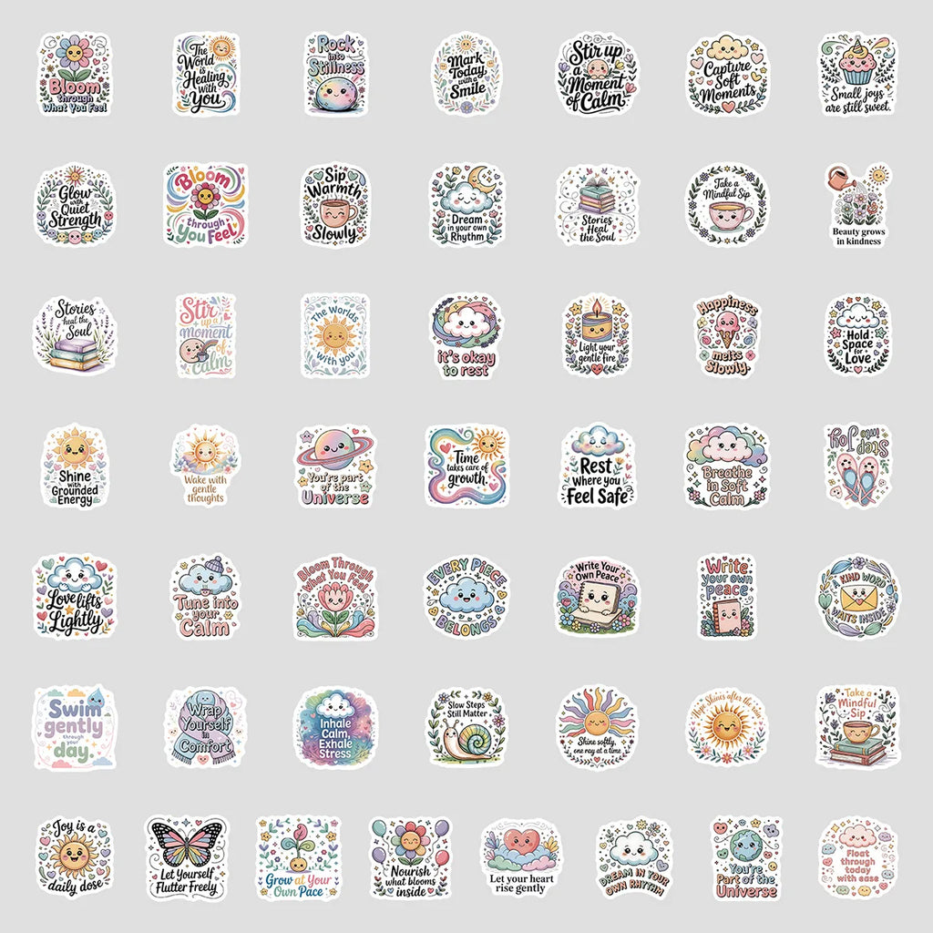 50/100PCS Cute English Phrase Graffiti Stickers Water Cup Phone Waterproof Decoration Stickers Creative Stickers