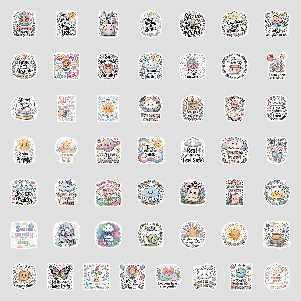 50/100PCS Cute English Phrase Graffiti Stickers Water Cup Phone Waterproof Decoration Stickers Creative Stickers