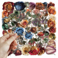10/30/50 PcsTransparent PET Dried Rose Stickers Handbooks Luggage Decoration Stickers Phone DIY Decoration Stationary Notebook