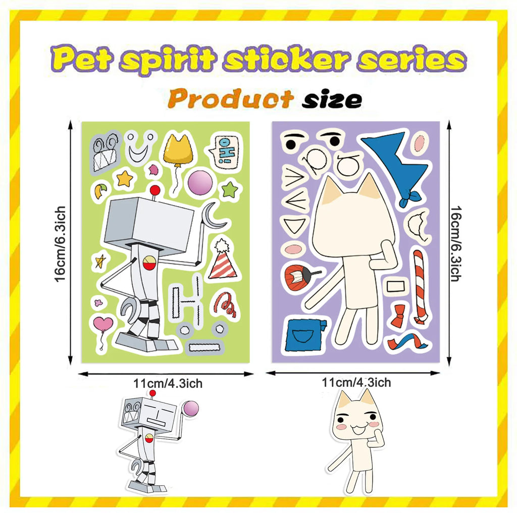 8/24PCS Cute Cartoon Doro Cat Face Changing Stickers Make a Face Waterproof Handbag Stickers DIY Decorative Notebook Stationery