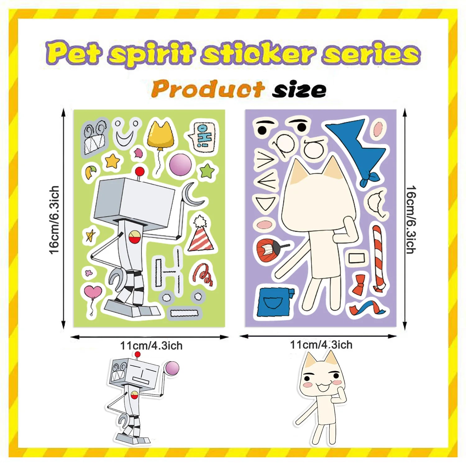 8/24PCS Cute Cartoon Doro Cat Face Changing Stickers Make a Face Waterproof Handbag Stickers DIY Decorative Notebook Stationery