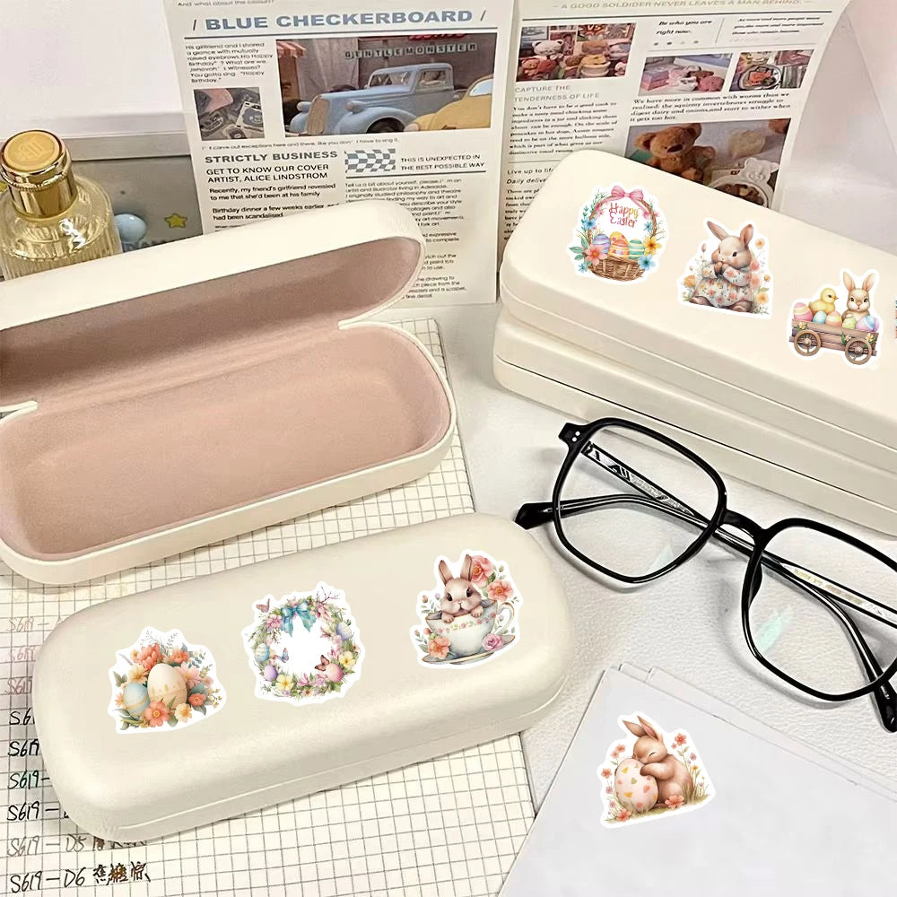 50PCS Easter Egg Bunny Stickers Notebook Decals Decoration DIY Phone Cartoon Skateboard Laptop Phone Stationery Suitcase Gifts