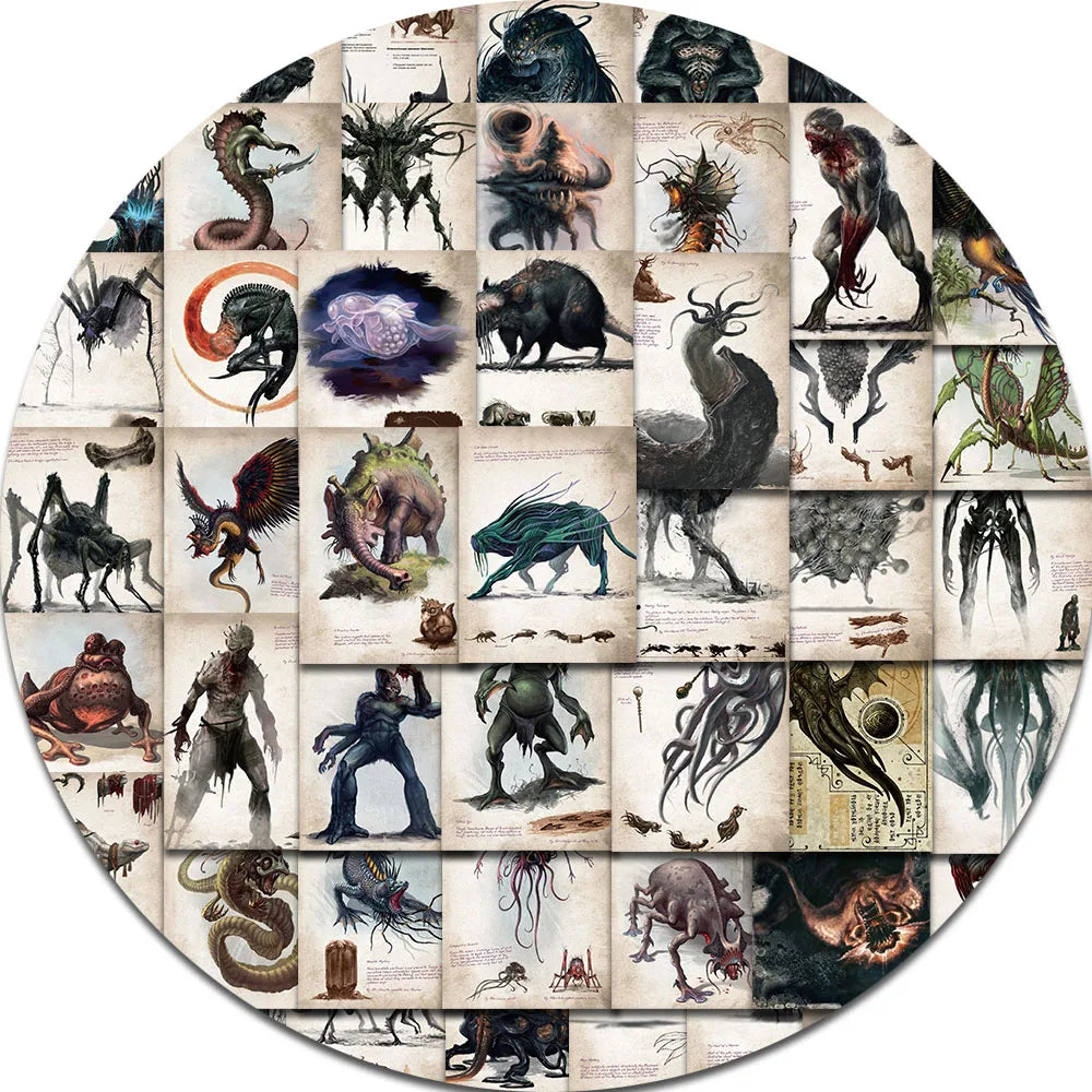 50PCS Cthulhu Mythical Monster Stickers Laptop Luggage Living Room Cartoon Skateboard Graffiti Art Picture Dormitory Sticker