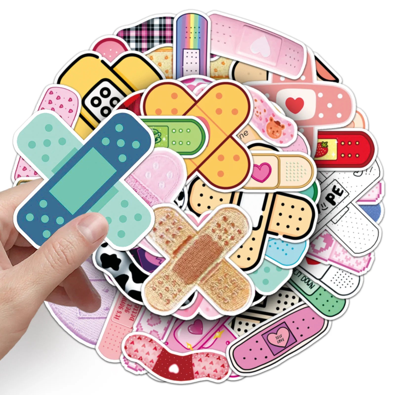 50/100PCS Cartoon Band Aid Cartoon Stickers Creative Cute Waterproof Decoration Laptop Phone Case Luggage Stickers