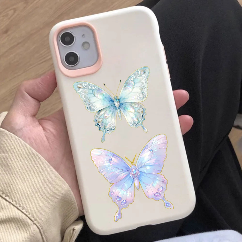 50PCS Gem Butterfly Cartoon Beautiful DIY Sticker Sketchbook Handmade Mobile Luggage Skateboard Waterproof Stickers