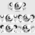 5 Sheets Moon Fairy UV DTF Cup Stickers, Glass Cup DTF Transfer Stickers, Waterproof Wipeable Transfer Paper