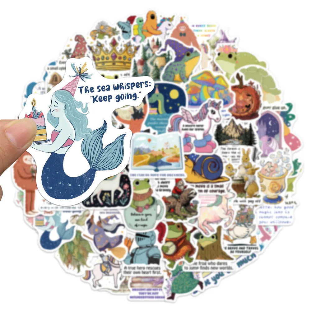 50PCS Fairy Tale Inspirational Creative Sticker Set Brochure Handheld Account Phone Case Computer Laptop Waterproof Stickers