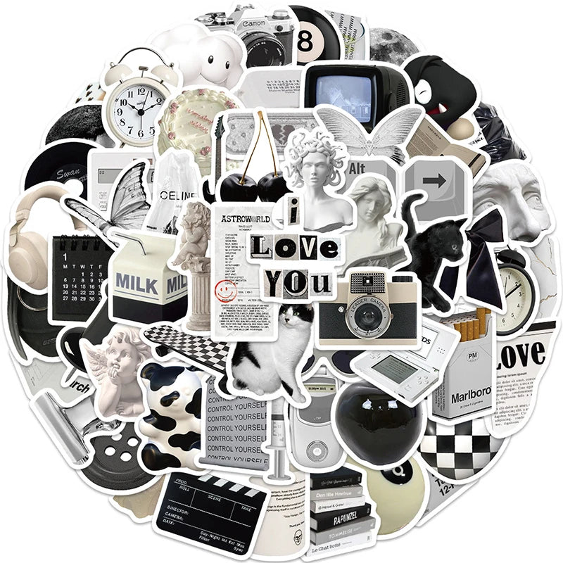 10/30/61PCS Simple Sculpture PVC Graffiti Sticker Sticky Aesthetic Decorative Scrapbook DIY Child Phone Stationery Supply