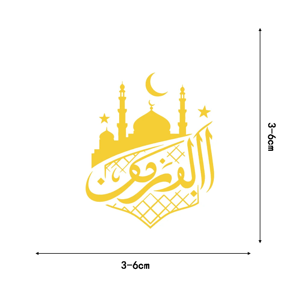 50PCS Eid Mubarak Print Stickers Notebook Gold Stamping Laptop Bicycle Graffiti Luggage Cartoon Suitcase Graffiti Laptop Sticker